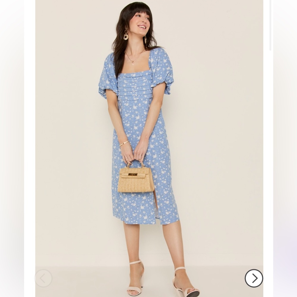 Petra Pleated Upper Floral Midi Dress
